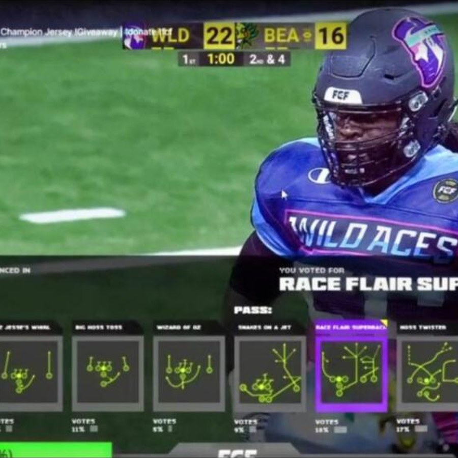 Fan Controlled Football interactive play-calling overlay